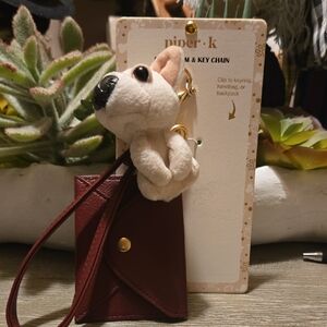 Piper Beige Dog Keychain Charm